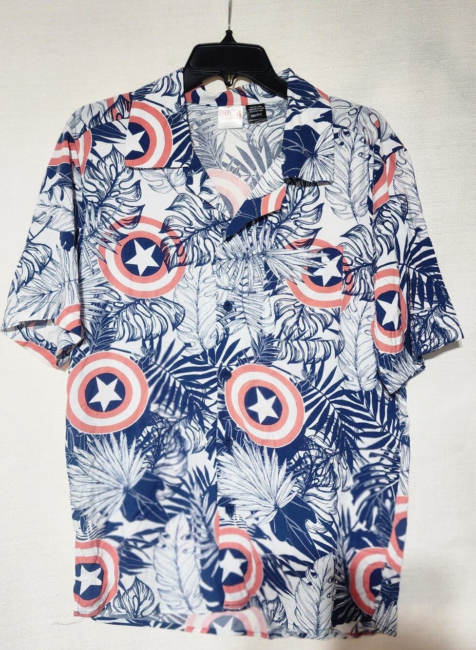 Captain America Hawaiian shirt short sleeve button down shirt men's size small